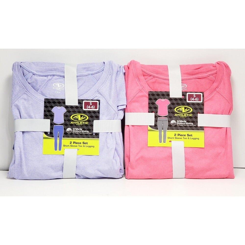 Athletic Works 2 Packs Of 2 Piece Tee & Leggings Sets Small 4-6 NWT